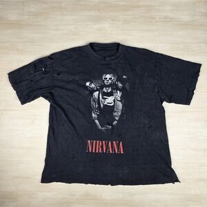 Vintage Nirvana Group‎ Cobain Thrashed Distressed Shirt Size XL